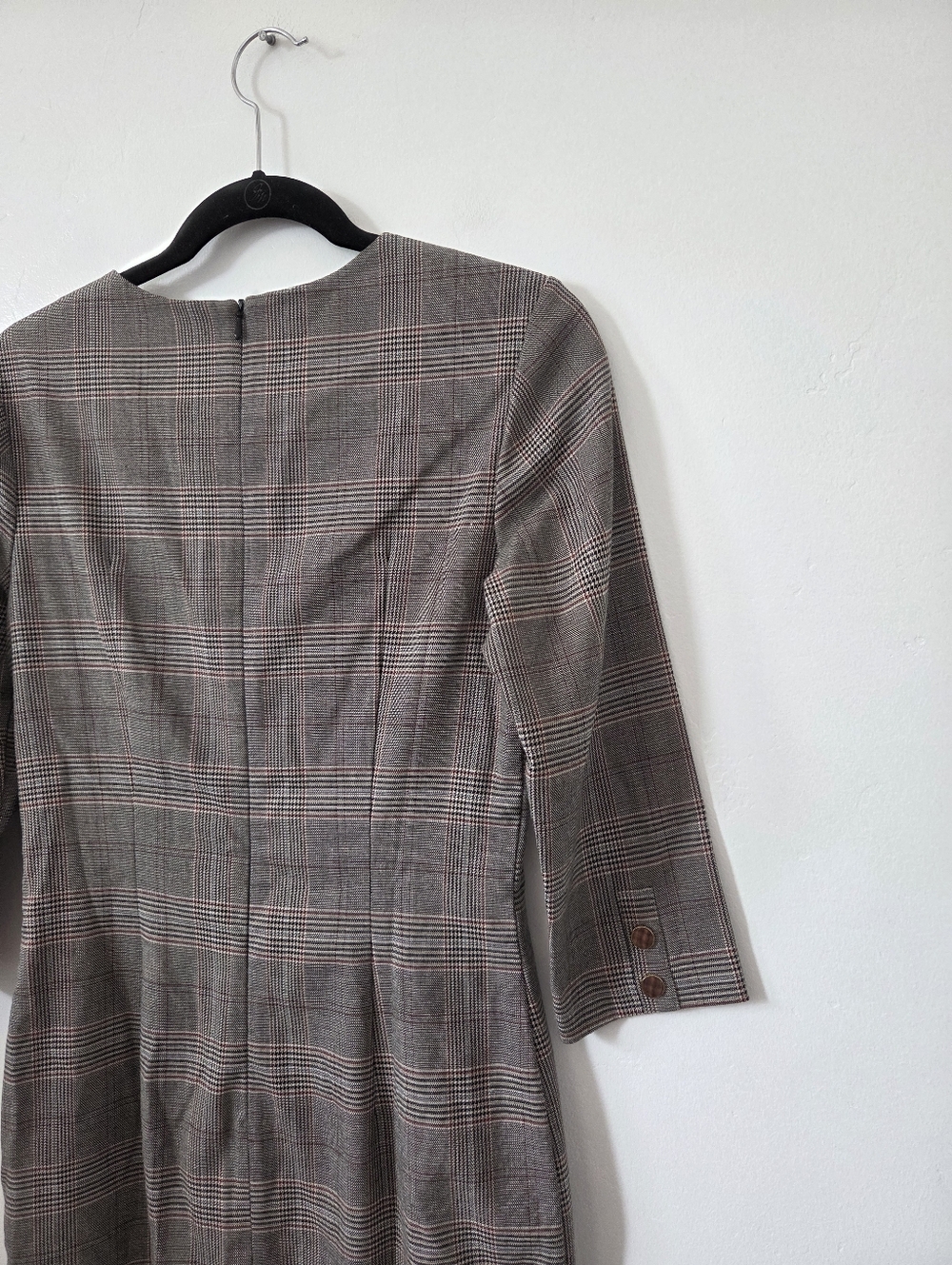 H&M Plaid Glen Check Sheath Dress Pencil Office Preppy Academia Literary Chic 6 - Picture 7 of 9